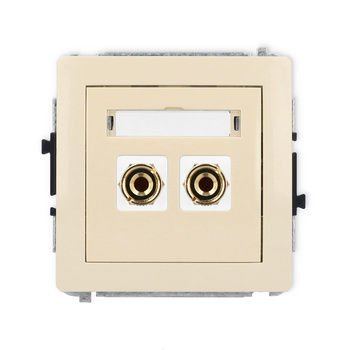 Mechanizm gniazda głośnikowego pojedynczego typu banan - czerwony i czarny, pozłacany, 4 mm2, do lutowania Karlik seria DECO 1DGG-3 kolor beżowy