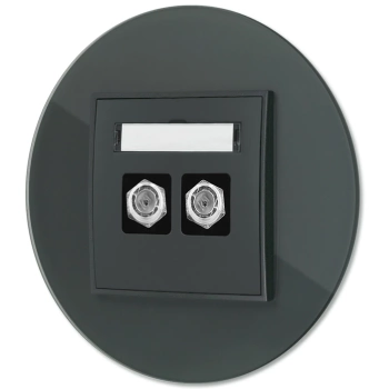 Gniazdo antenowe 2x z ramką okrągłą efekt szkła seria ICON kolor grafitowy mat