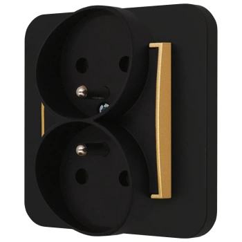 Gniazdo podwójne z ramką zaokrągloną seria MINI kolor czarny złoty