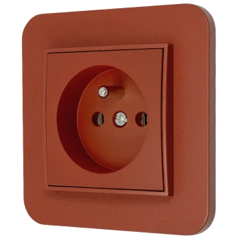 Gniazdo pojedyncze z ramką zaokrągloną seria MINI kolor terakota