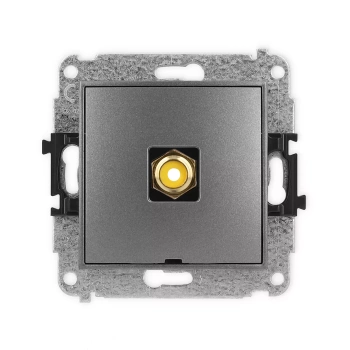 Mechanizm gniazda pojedynczego RCA, bez pola opisowego typu cinch - żółty, pozłacany Karlik seria ICON 11IGRCABO-1 kolor grafitowy