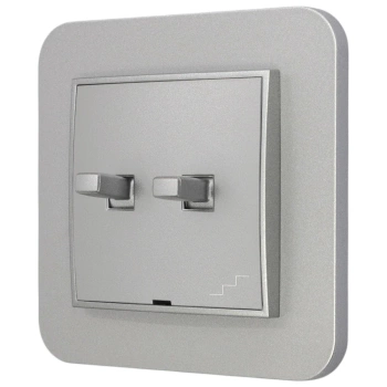 Włącznik schodowy podwójny w stylu USA ramka zaokrąglona seria Mini kolor srebrny