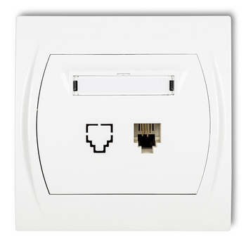 Gniazdo telefoniczne pojedyncze 1xRJ11, 4-stykowy Karlik seria LOGO LGT-1 kolor biały