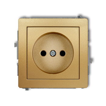 Mechanizm gniazda pojedynczego bez uziemienia 2P z przesłonami torów Karlik seria DECO 29DGP-1p kolor złoty