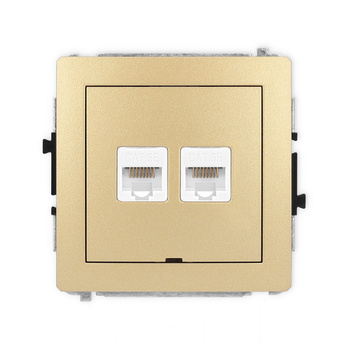 Mechanizm gniazda komputerowego podwójnego 2xRJ45, kat. 5e, 8-stykowy, bez pola opisowego Karlik seria DECO 29DGKBO-2 kolor złoty