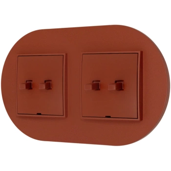 Dwa włączniki podwójne w stylu USA ramka okrągła seria Mini kolor terakota