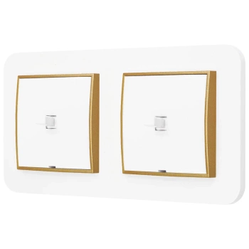 Dwa włączniki pojedyncze w stylu USA ramka zaokrąglona seria Mini kolor biały/złoty
