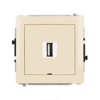 Mechanizm gniazda pojedynczego USB A-A 2.0, bez pola opisowego Karlik seria DECO 1DGUSBBO-1 kolor beżowy