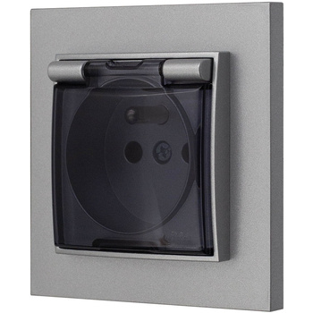 Gniazdo hermetyczne z ramką karlik mini kolor srebrny