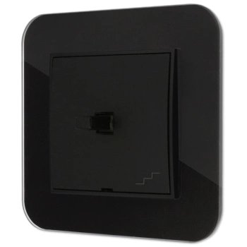 Włącznik schodowy w stylu USA ramka zaokrąglona efekt szkła seria ICON kolor czarny