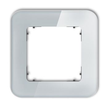 Ramka uniwersalna pojedyncza zaokrąglona - efekt szkła ramka: szara spód: grafitowy mat Karlik seria ICON 15-28-IRSZ-1 kolor szary