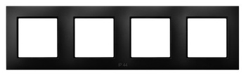 Ramka poczwórna do łączników IP-44 seria ARIA kolor Czarny metalik symbol RH-4U/33