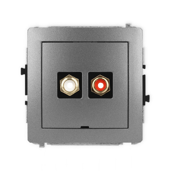 Mechanizm gniazda podwójnego RCA, bez pola opisowego typu cinch - biały i czerwony, pozłacany Karlik seria DECO 11DGRCABO-2 kolor grafitowy