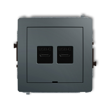 Mechanizm ładowarki USB podwójnej 2xUSB C, 20W max., bez pola opisowego Karlik seria DECO 28DCUSBBO-7 kolor grafitowy mat