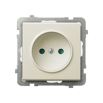 Gniazdo pojedyncze z przesłonami torów prądowych seria SONATA kolor Ecru symbol GP-1RP/m/27
