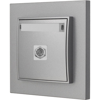 Gniazdo antenowe 1x z ramką karlik mini kolor srebrny