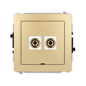 Mechanizm gniazda głośnikowego pojedynczego, bez pola opisowego typu banan - czerwony i czarny, pozłacany, 4 mm2, do lutowania Karlik seria DECO 29DGGBO-3 kolor złoty