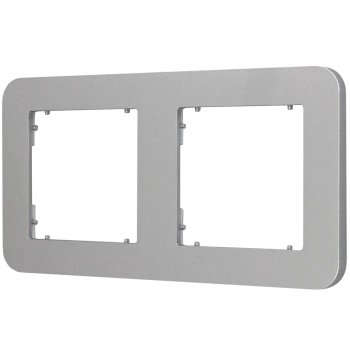 Ramka uniwersalna podwójna zaokrąglona z tworzywa Karlik seria MINI 7MRTZ-2 kolor srebrny metalik