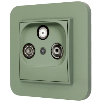 Gniazdo rtv-sat z ramką zaokrągloną seria MINI kolor szałwiowy