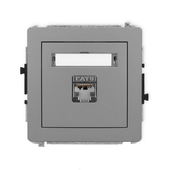 Mechanizm gniazda komputerowego pojedynczego 1xRJ45, kat. 5e, ekranowany, 8-stykowy Karlik seria DECO 27DGK-1e kolor szary mat