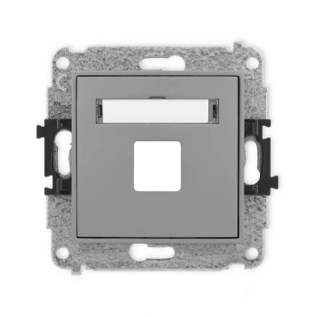 Mechanizm gniazda multimedialnego pojedynczego bez modułu standard Keystone Karlik seria MINI 27MGM-1P kolor szary mat