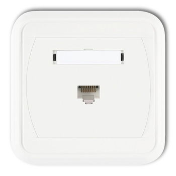 Gniazdo komputerowe pojedyncze 1xRJ45, kat. 5e, 8-stykowe Karlik seria LIZA GLK-1 kolor biały