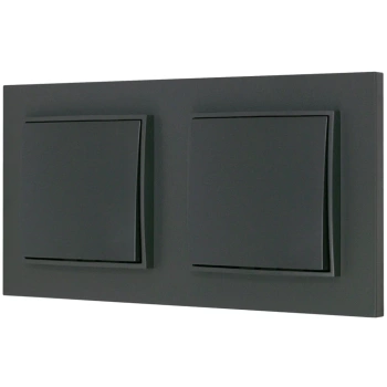 Dwa włączniki pojedyncze z ramką prostą seria MINI kolor grafitowy mat