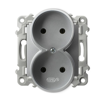 Gniazdo podwójne moduł bez ramki seria SZAFIR kolor Srebro symbol GP-2ZR/m/18