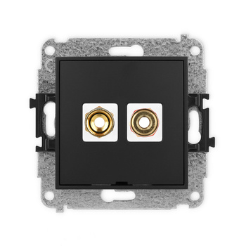 Mechanizm gniazda głośnikowego pojedynczego, bez pola opisowego typu banan - czerwony i czarny, pozłacany, 4 mm2, skręcany Karlik seria ICON 12IGGBO-4 kolor czarny mat