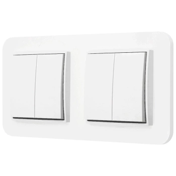 Dwa włączniki podwójne z ramką zaokrągloną seria MINI kolor biały mat
