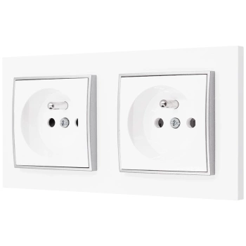 Dwa gniazda pojedyncze  bezpieczne dla dzieci kolor biały/srebrny 8