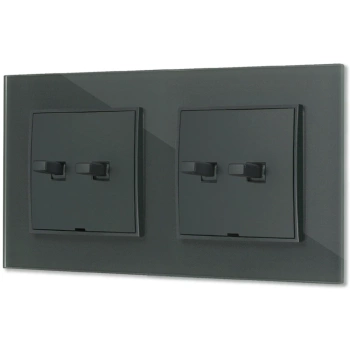 Dwa włączniki podwójne w stylu USA ramka kwadratowa efekt szkła seria ICON kolor grafitowy mat