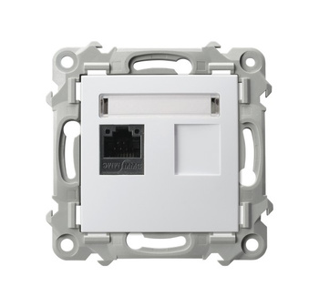 Gniazdo komputerowe pojedyncze, kat. 5e MMC seria SZAFIR kolor Biały symbol GPK-1Z/K/m/00