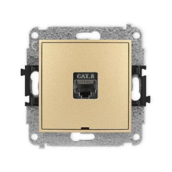 Mechanizm gniazda komputerowego pojedynczego 1xRJ45, kat. 8, ekranowany, 8-stykowy, bez pola opisowego Karlik seria MINI 29MGKBO-11 kolor złoty