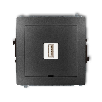 Mechanizm ładowarki USB pojedynczej USB A, 5W max., 5V, 1A, bez pola opisowego Karlik seria DECO 11DCUSBBO-1 kolor grafitowy