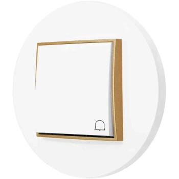 Włącznik dzwonkowy z ramką okrągłą seria MINI kolor biały mat/złoty