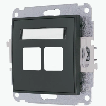 Mechanizm gniazda multimedialnego podwójnego bez modułu standard Keystone Karlik seria MINI 28MGM-2P kolor grafitowy mat