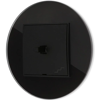 Włącznik schodowy w stylu USA ramka okrągła efekt szkła seria ICON kolor czarny
