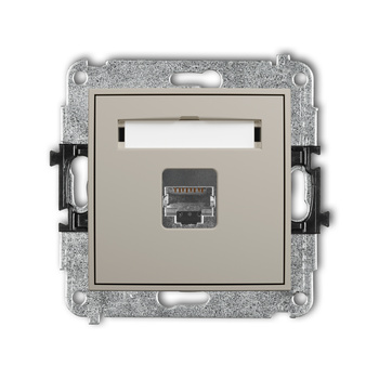 Mechanizm gniazda komputerowego pojedynczego 1xRJ45, kat. 5e, ekranowany, 8-stykowy Karlik seria ICON 60IGK-1e kolor taupe