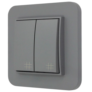 Włącznik krzyżowy podwójny z ramką zaokrągloną seria MINI kolor szary mat
