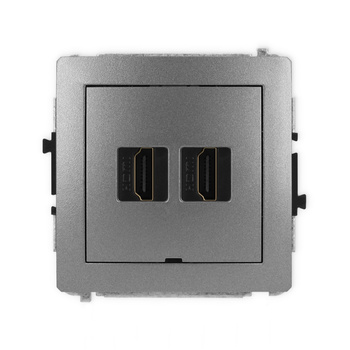 Mechanizm gniazda podwójnego HDMI 2.0, 4K, bez pola opisowego Karlik seria DECO 11DHDMIBO-4 kolor grafitowy