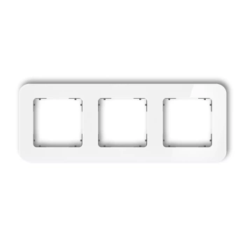 Ramka uniwersalna potrójna zaokrąglona - efekt szkła ramka: biała; spód: grafitowy mat Karlik seria ICON 0-28-IRSZ-3 kolor biały