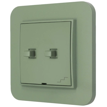 Włącznik schodowy podwójny w stylu USA ramka zaokrąglona seria Mini kolor szałwiowy