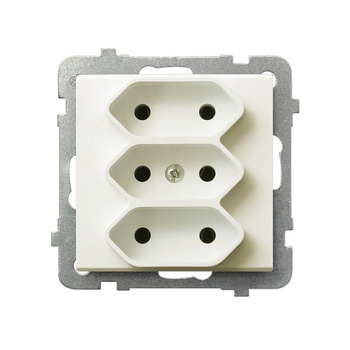 Gniazdo potrójne EURO seria SONATA kolor Ecru symbol GP-3R/m/27