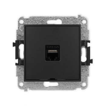 Mechanizm gniazda komputerowego pojedynczego 1xRJ45, kat. 6A, 8-stykowy, bez pola opisowego Karlik seria ICON 12IGKBO-7 kolor czarny mat