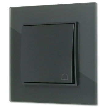 Włącznik dzwonkowy z ramką kwadratową efekt szkła seria ICON kolor grafitowy mat
