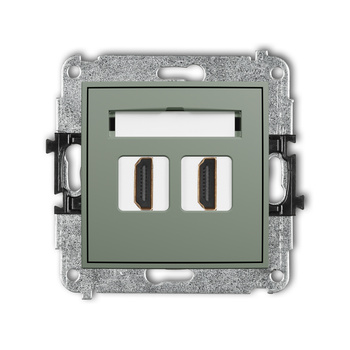 Mechanizm gniazda podwójnego HDMI 2.1, 8K Karlik seria MINI 61MHDMI-6 kolor szałwiowy