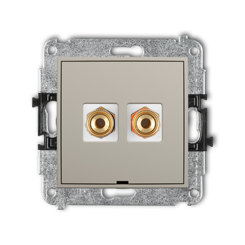 Mechanizm gniazda głośnikowego pojedynczego, bez pola opisowego typu banan - czerwony i czarny, pozłacany, 4 mm2, skręcany Karlik seria ICON 60IGGBO-4 kolor taupe