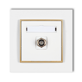 Gniazdo antenowe 1x z ramką karlik mini kolor biały/złoty