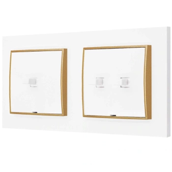 Włącznik pojedynczy i podwójny w stylu USA ramka kwadratowa seria Mini kolor biały mat/złoty